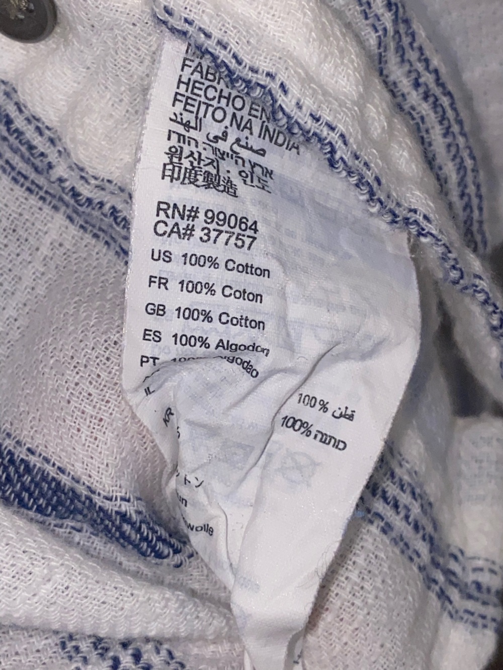 Billabong White & Blue Striped 100% Cotton Button-Down Shirt Size L Coastal - Picture 6 of 6
